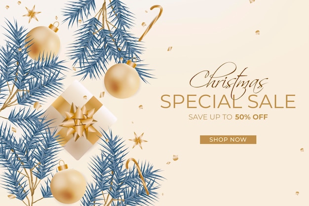 Бесплатное векторное изображение Реалистичная рождественская распродажа в пастельных тонах