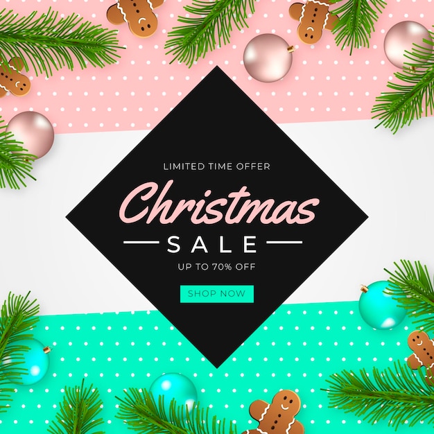 Realistic christmas sale in pastel colors