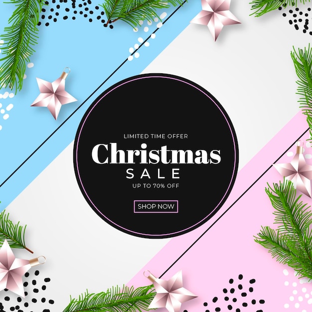 Free vector realistic christmas sale in pastel colors