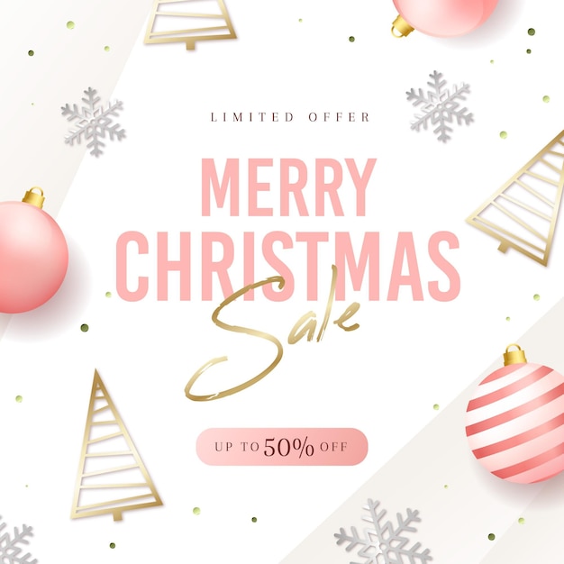 Realistic christmas sale in pastel colors