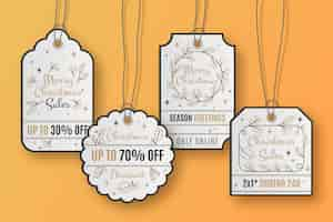 Free vector realistic christmas sale tag collection