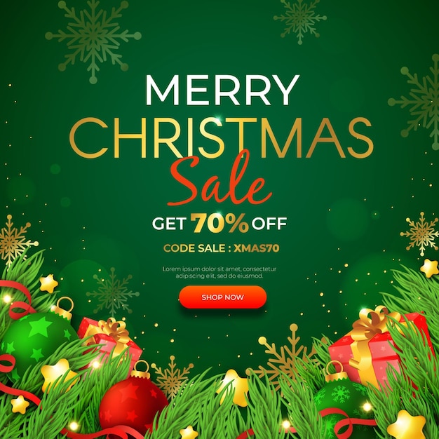 Realistic christmas sale template