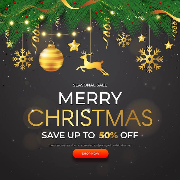 Realistic christmas sale template