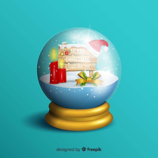 Realistic christmas snowball globe