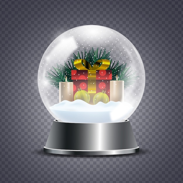 Realistic christmas snowball globe