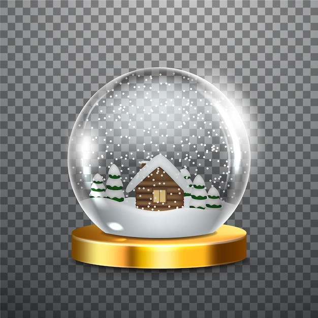 Realistic christmas snowball globe