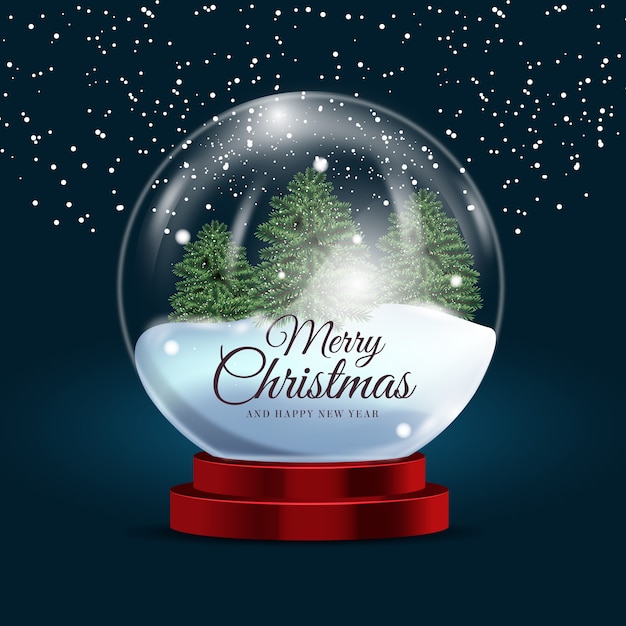 Free vector realistic christmas snowball globe