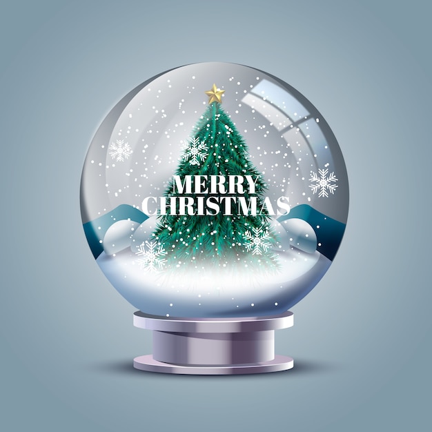 Realistic christmas snowball globe