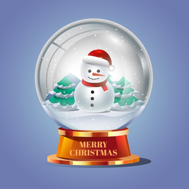 Realistic christmas snowball globe