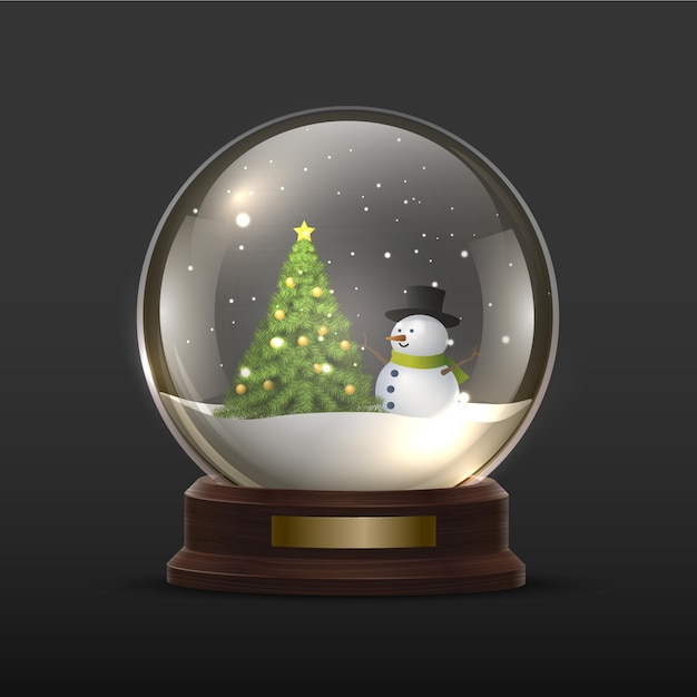 Free vector realistic christmas snowball globe