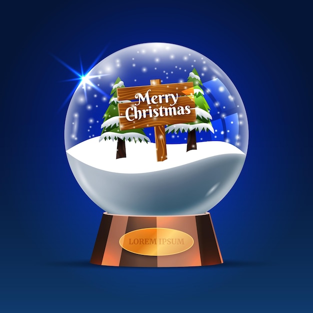 Realistic christmas snowball globe