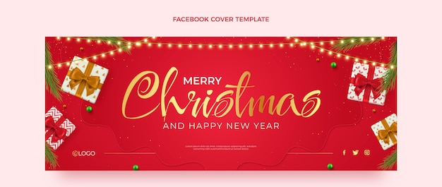 Modello di copertina dei social media di Natale realistico