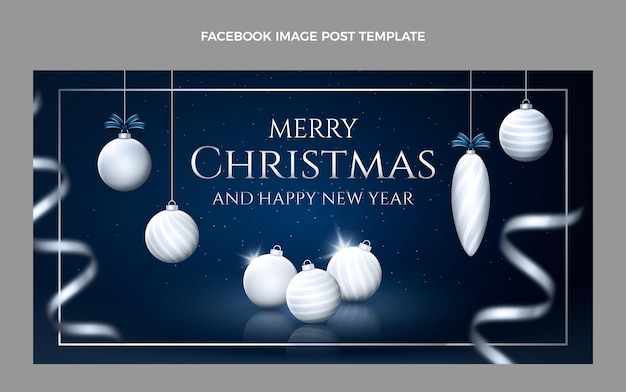 Бесплатное векторное изображение Реалистичный рождественский шаблон сообщения в социальных сетях