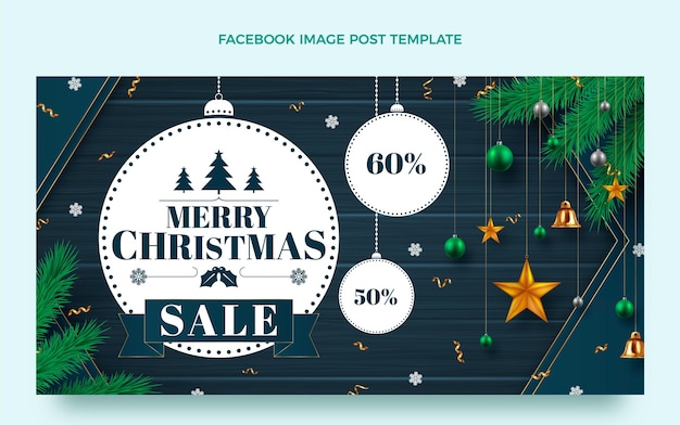 Realistic christmas social media post template