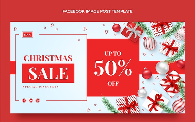 Free vector realistic christmas social media post template