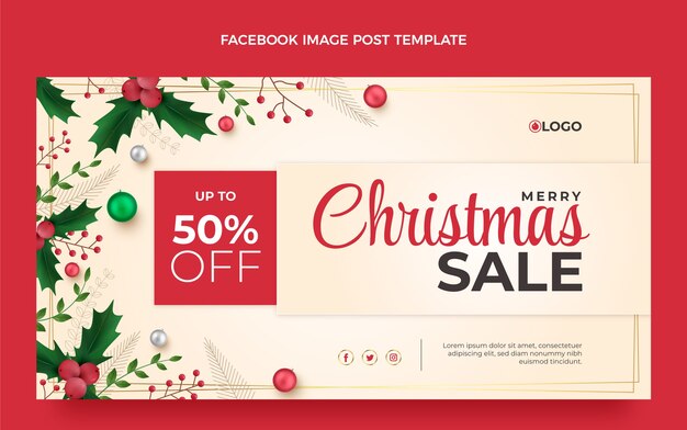 Realistic christmas social media post template