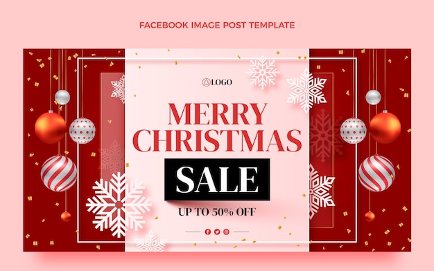 Free vector realistic christmas social media post template