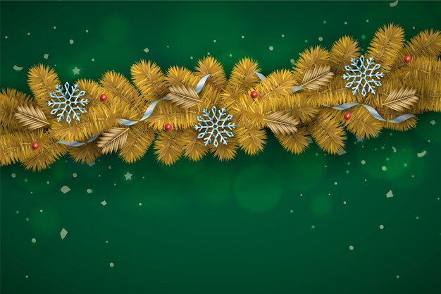 Realistic christmas tinsel background