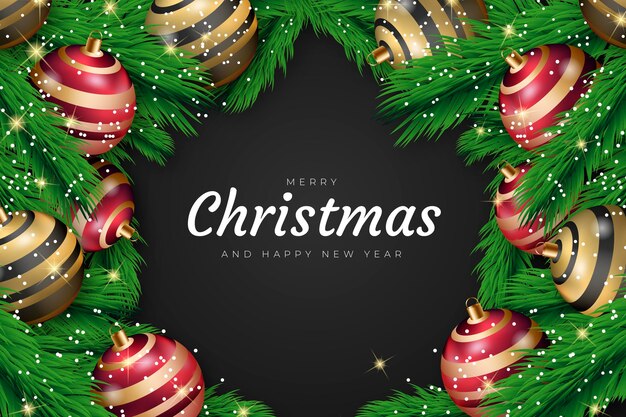 Realistic christmas tree branches background