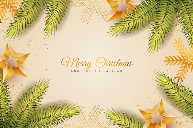 Realistic christmas tree branches background