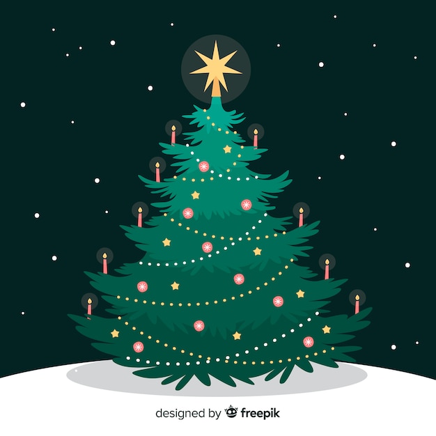 Free vector realistic christmas tree with candles