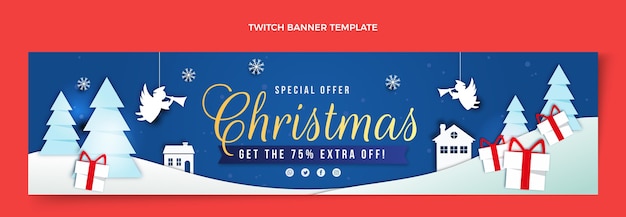 Free vector realistic christmas twitch banner