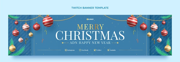 Free vector realistic christmas twitch banner