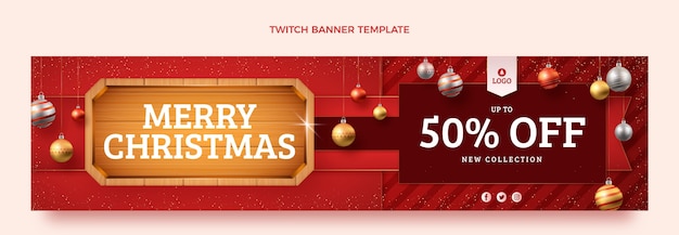 Free vector realistic christmas twitch banner