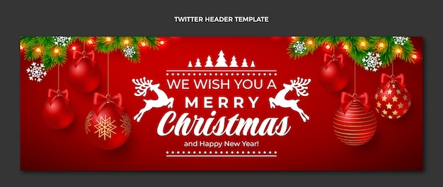 Free vector realistic christmas twitter header