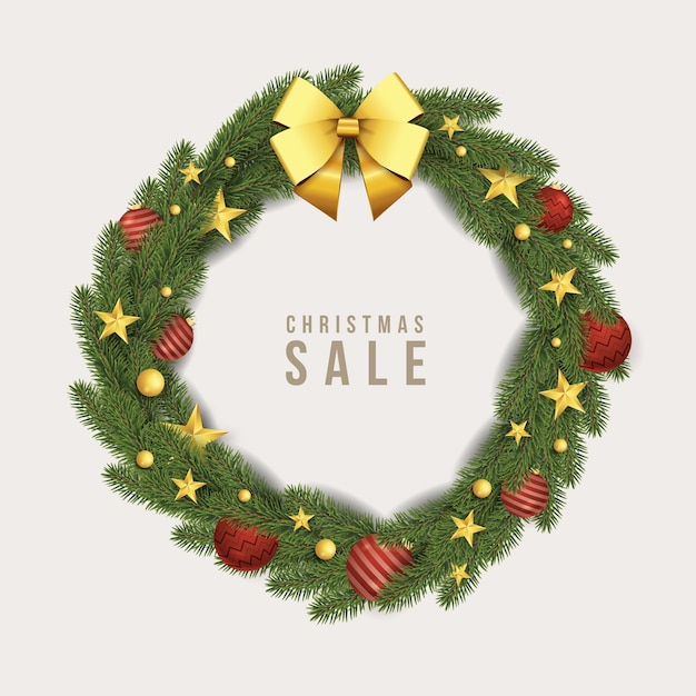 Realistic christmas wreath concept