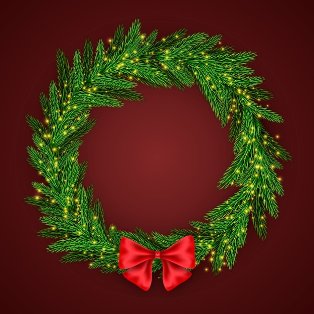 Free vector realistic christmas wreath concept