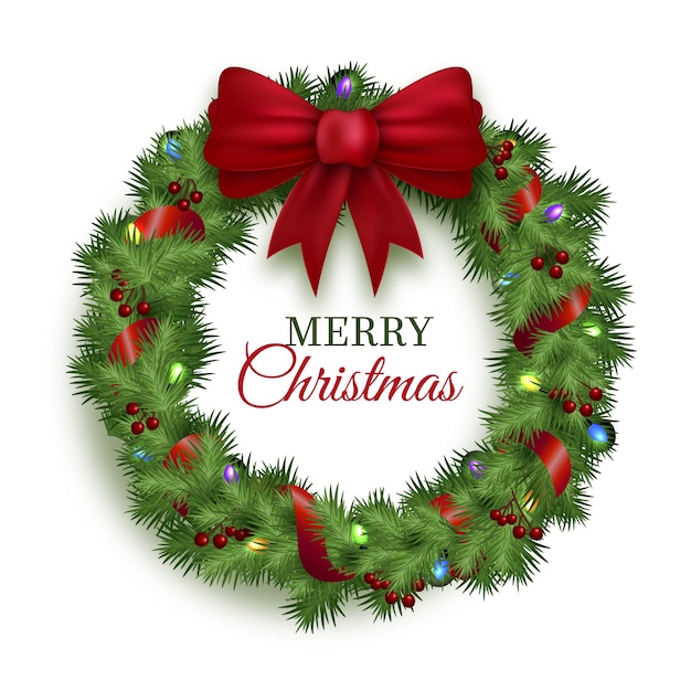 Free vector realistic christmas wreath concept