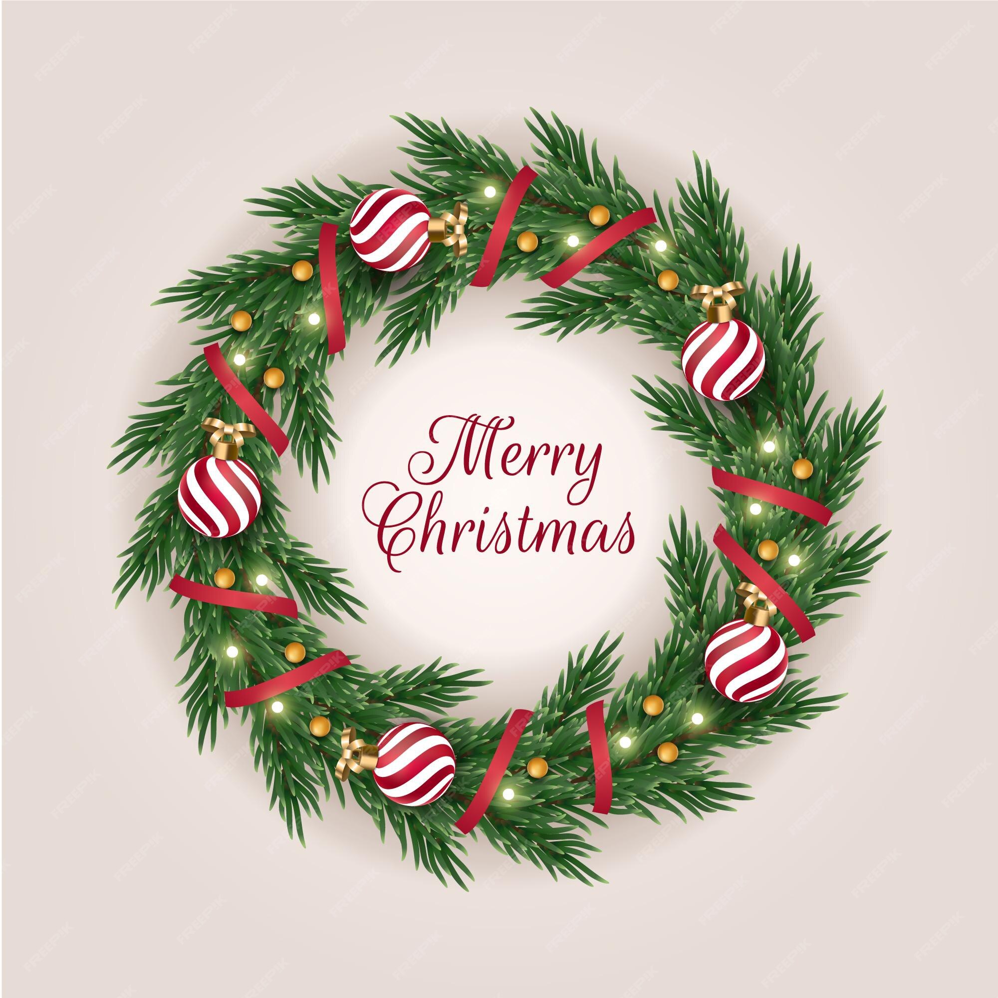 Free Vector | Realistic christmas wreath template