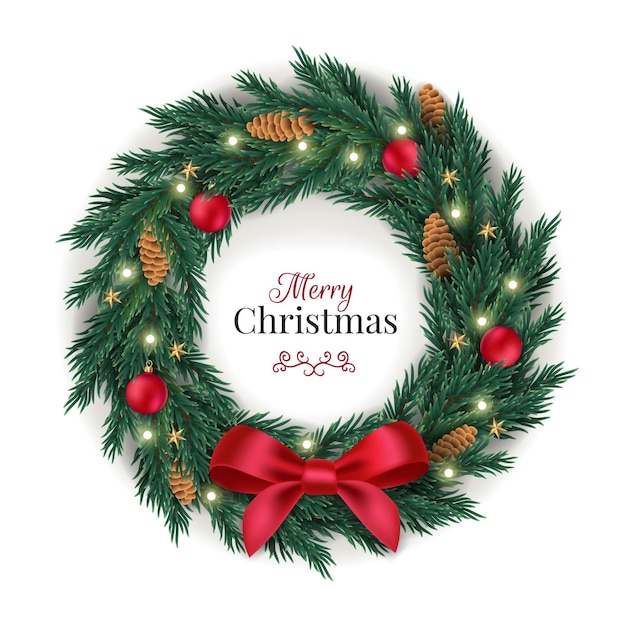 Free vector realistic christmas wreath template