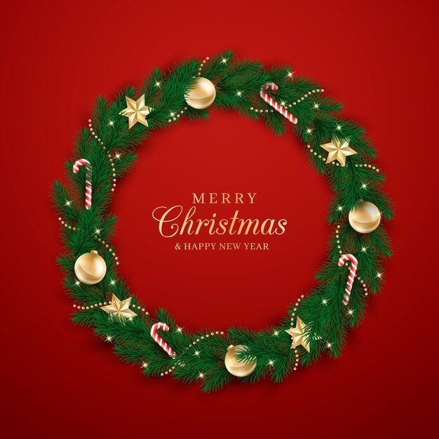 Realistic christmas wreath template