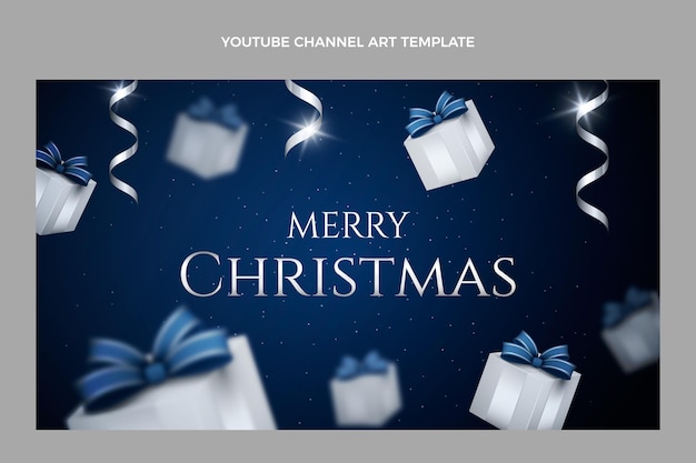 無料ベクター リアルなクリスマスのyoutubeチャンネルアート