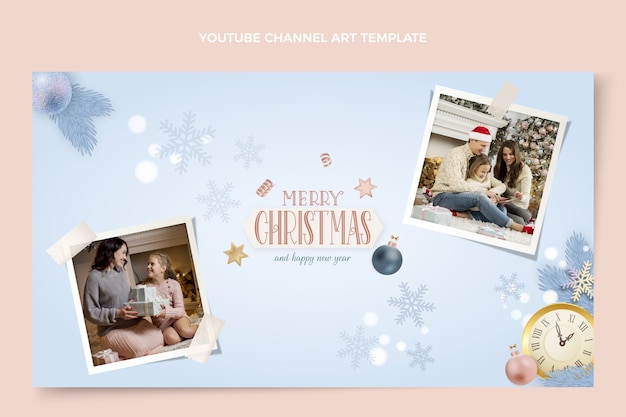 Free vector realistic christmas youtube channel art