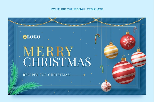 Free vector realistic christmas youtube thumbnail