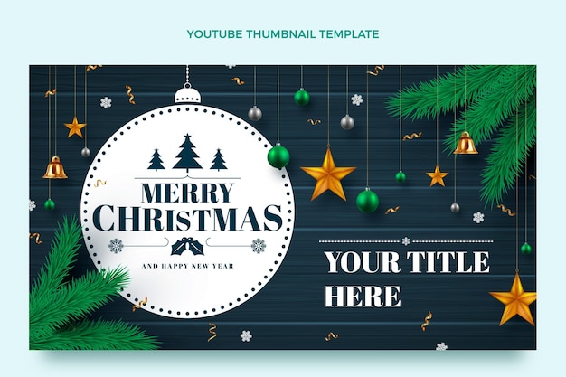 Free vector realistic christmas youtube thumbnail