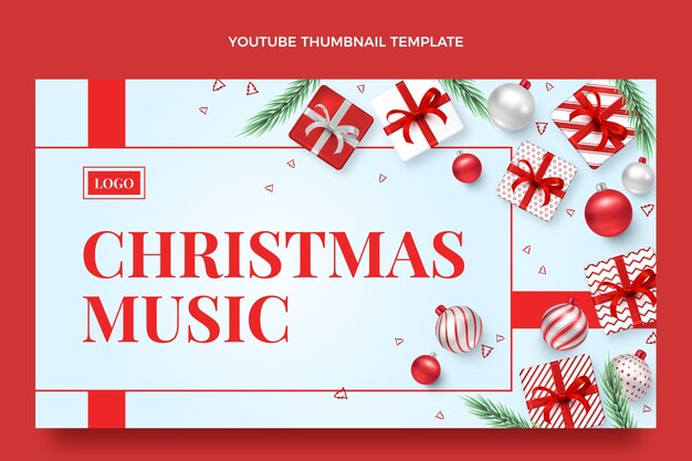 Free vector realistic christmas youtube thumbnail