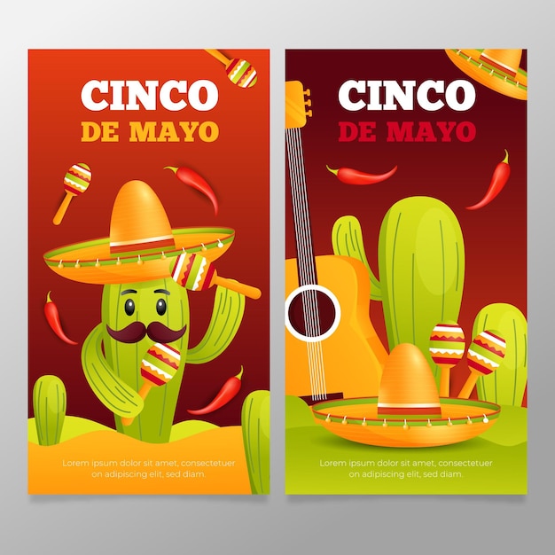 Realistic cinco de mayo banners set