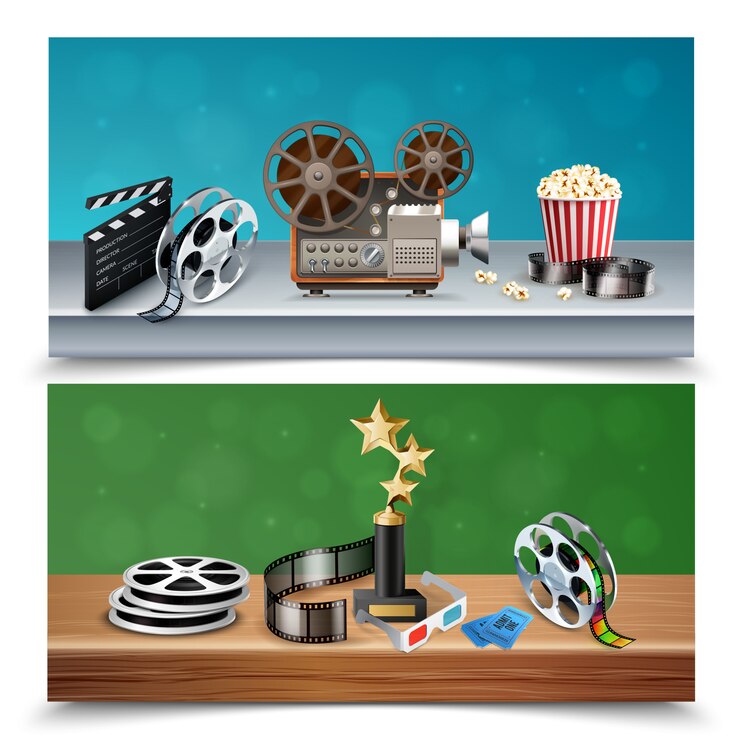 मुफ़्त वेक्टर realistic cinema banners set