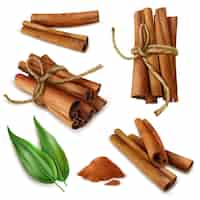 Free vector realistic cinnamon sticks set