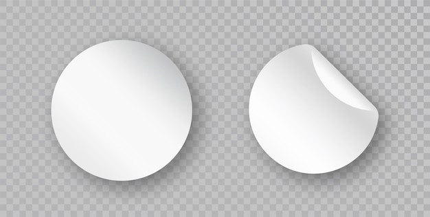 現実的な円粘着ステッカー白いタグの剥離コーナー影付きの空白の値札テンプレートの vectorset