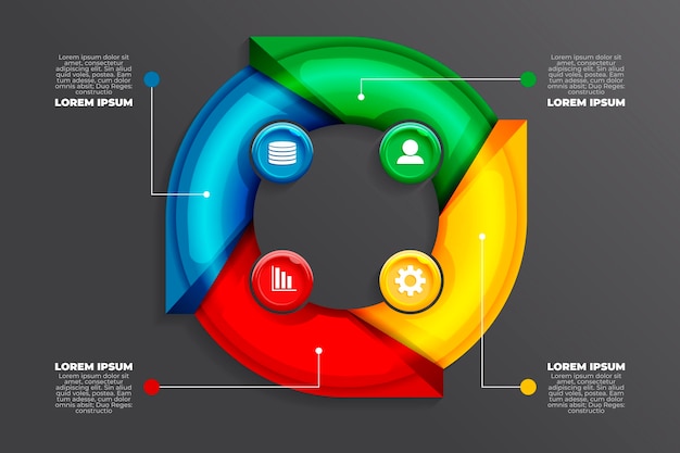 Vettore gratuito modello di infografica diagramma circolare realistico