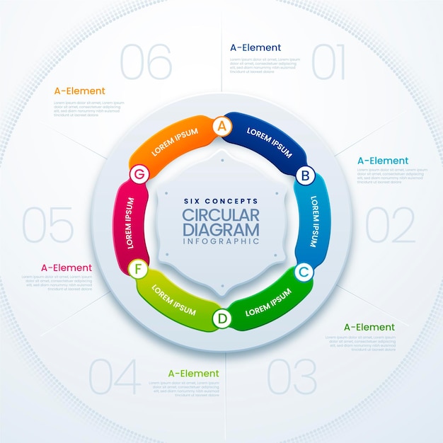 Free vector realistic circular diagram infographic template