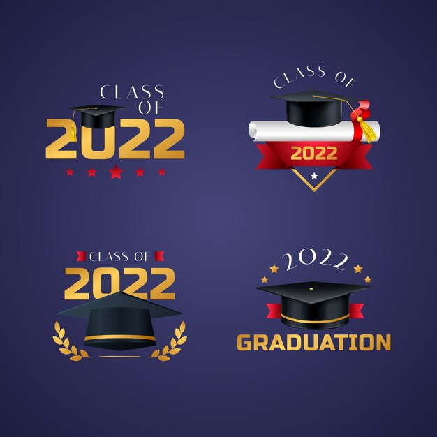 Realistic class of 2022 badges collection