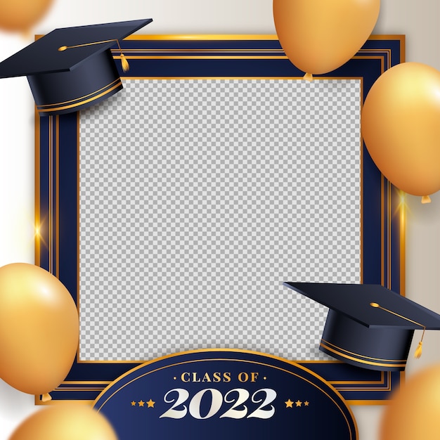 Free vector realistic class of 2022 frame template