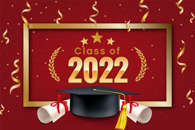 Free vector realistic class of 2022 frame template