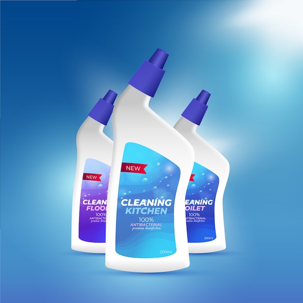 Free vector realistic cleaning products ad